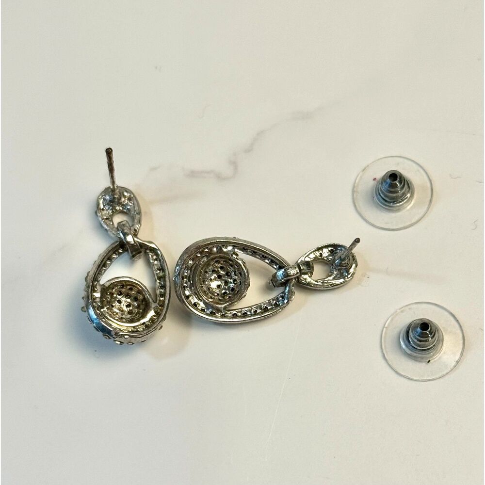 Vintage Rhinestone Dangle Earrings - Picture 6 of 7